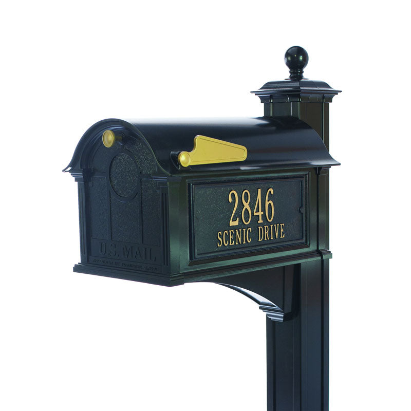 Balmoral Mailbox Side Plaques, Post Package - Black