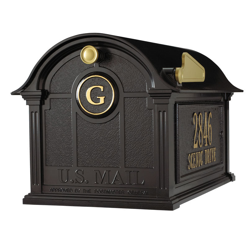 Balmoral Mailbox Side Plaques and Monogram Package - Black
