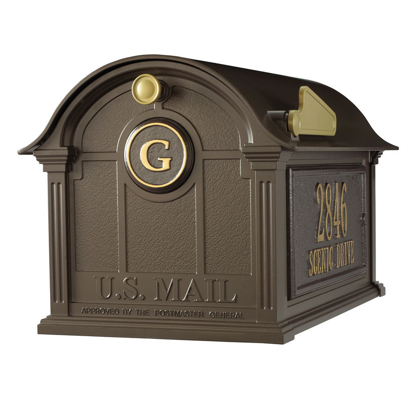 Balmoral Mailbox Side Plaques and Monogram Package - Bronze