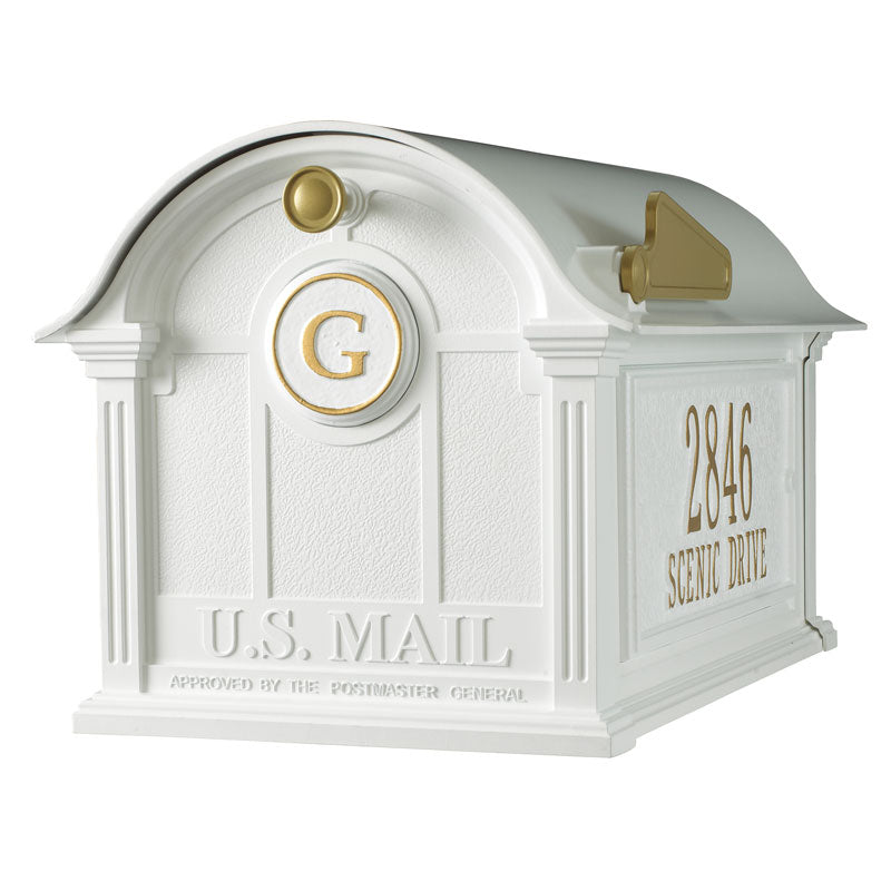Balmoral Mailbox Side Plaques and Monogram Package - White