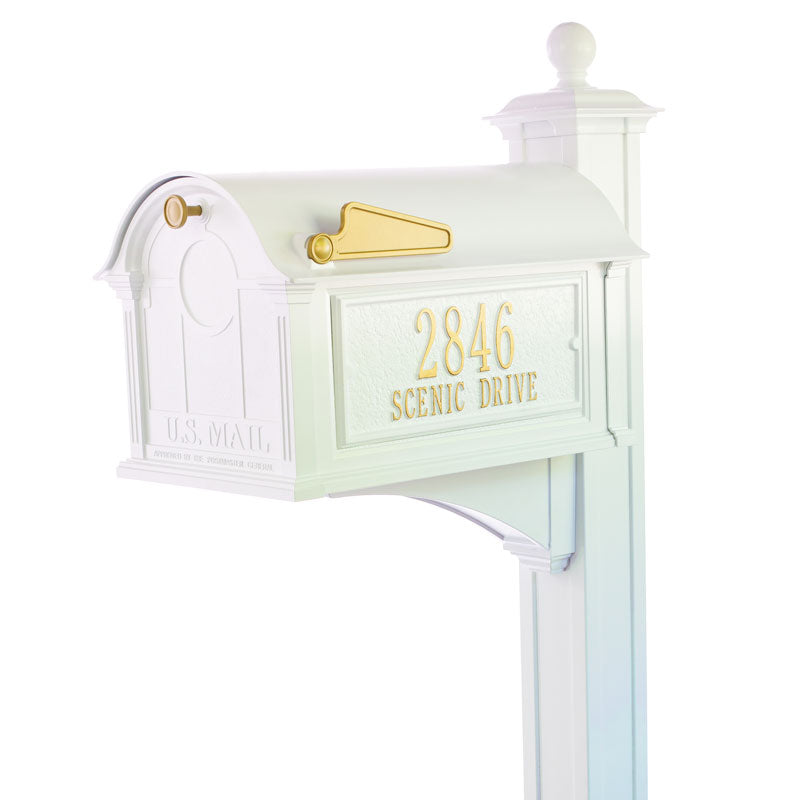 Balmoral Mailbox Side Plaques, Post Package - White