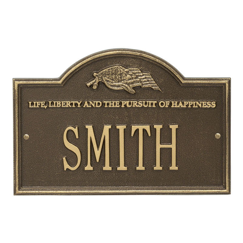 Life and Liberty Personalized Plaque - Antique Brass