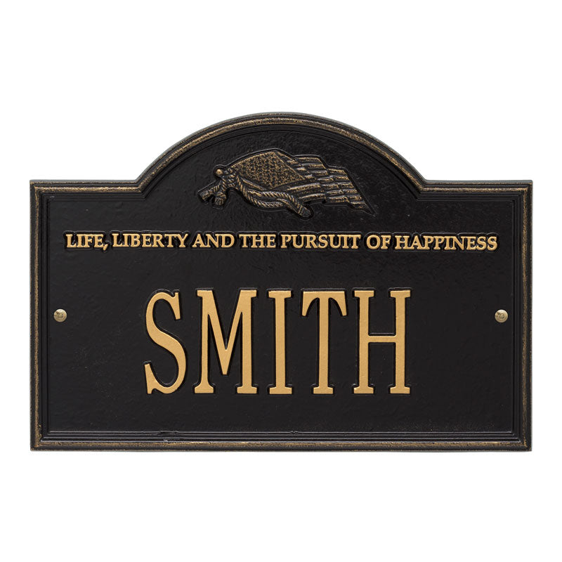 Life and Liberty Personalized Plaque - Black/Gold