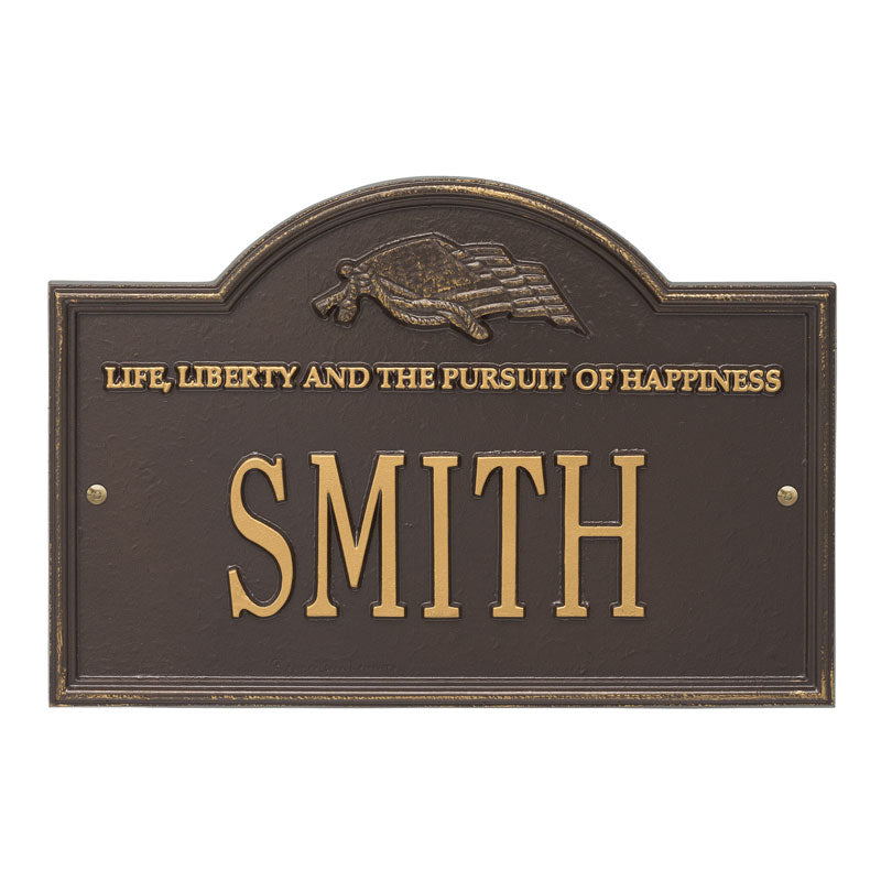 Life and Liberty Personalized Plaque - Bronze/Gold