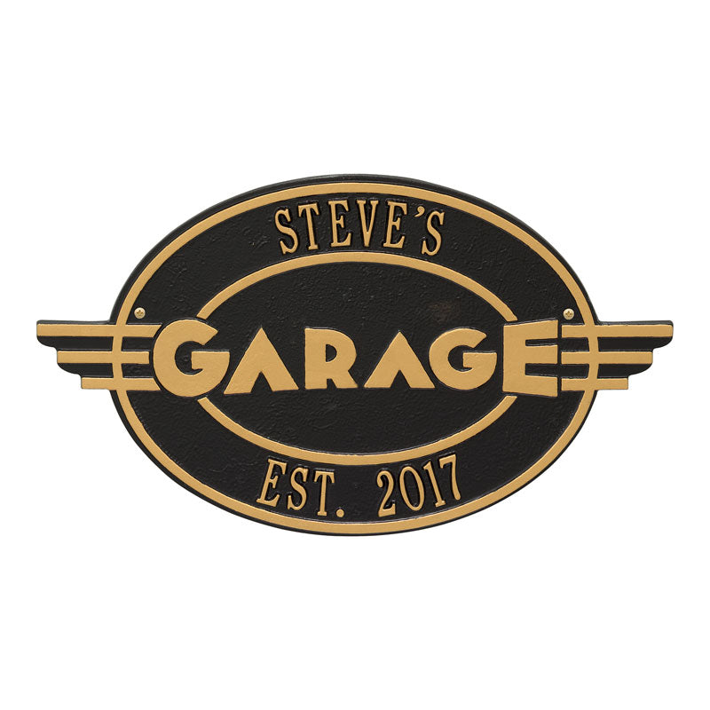 Moderno Garage Personalized Plaque - Black/Gold