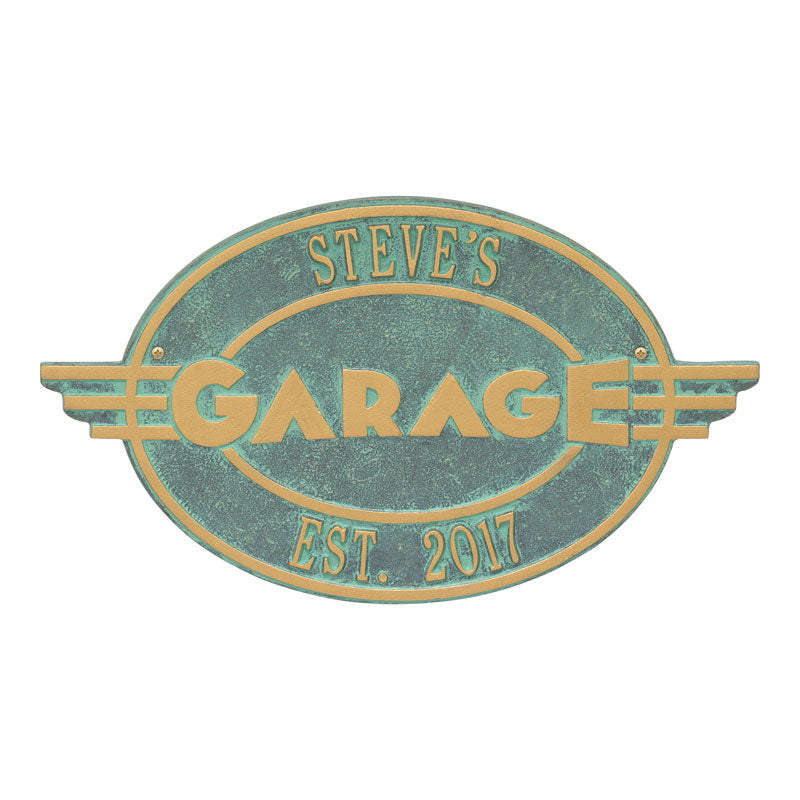 Moderno Garage Personalized Plaque - Bronze Verdigris