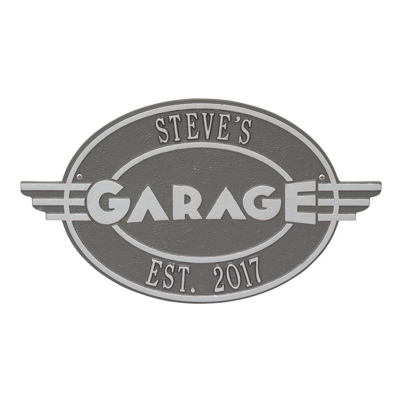 Moderno Garage Personalized Plaque - Pewter/Silver
