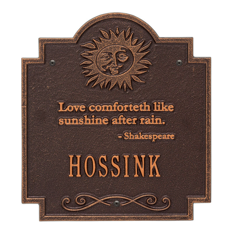 Sun Poem Personalized Plaque - Antique Copper