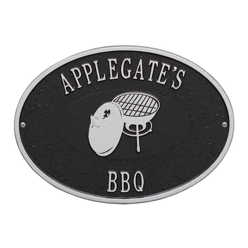 Personalized Charcoal Grill Plaque - Black/Silver
