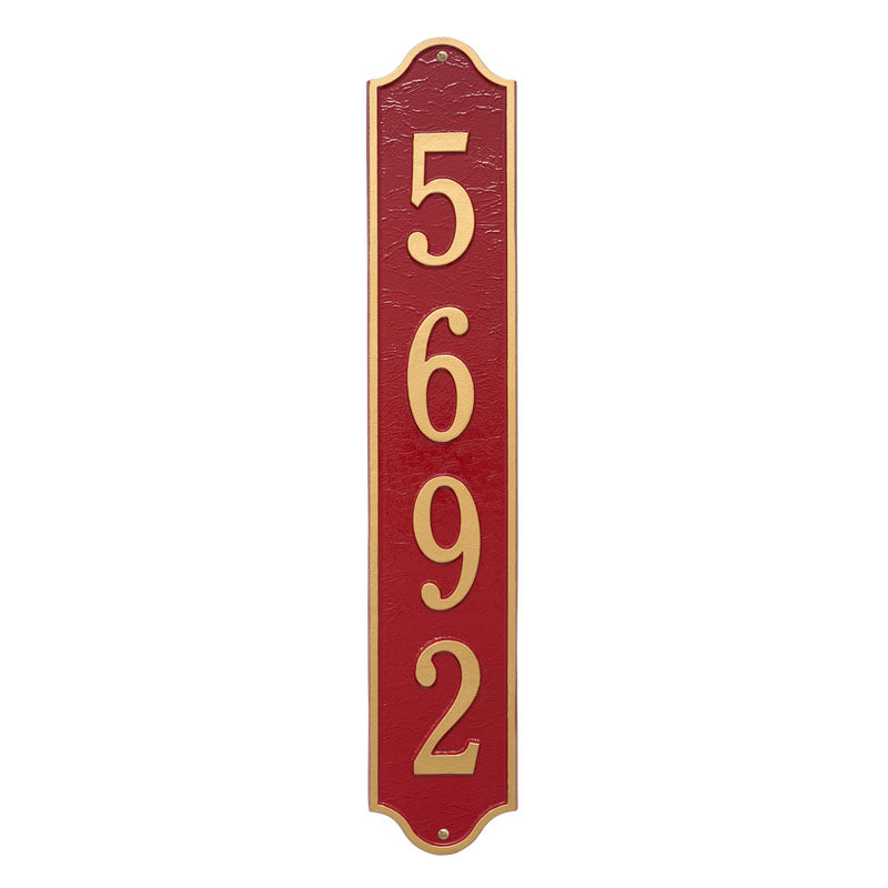 Personalized Admiral Vertical Estate Wall Plaque - Red/Gold