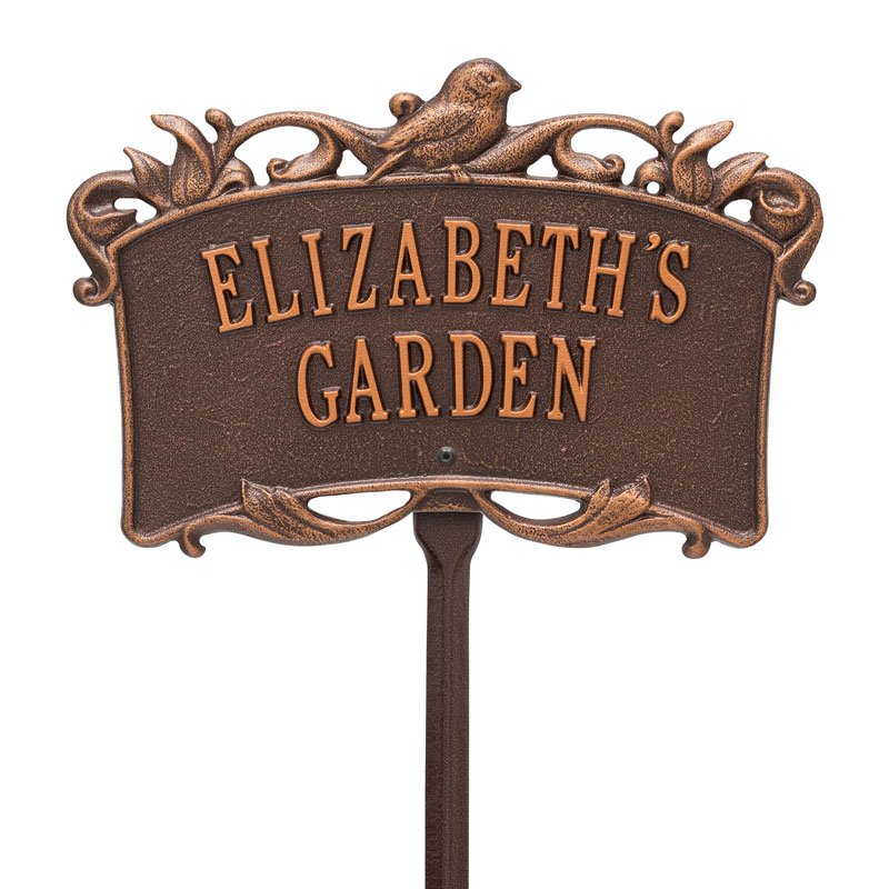 Song Bird Garden Personalized Lawn Plaque - Antique Copper