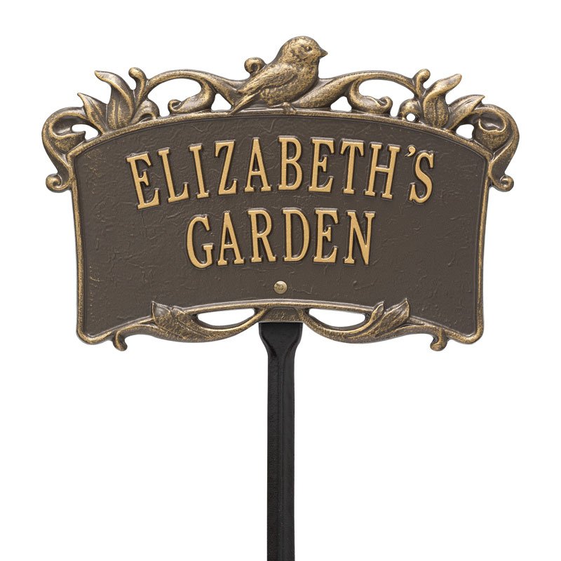 Song Bird Garden Personalized Lawn Plaque - Bronze/Gold