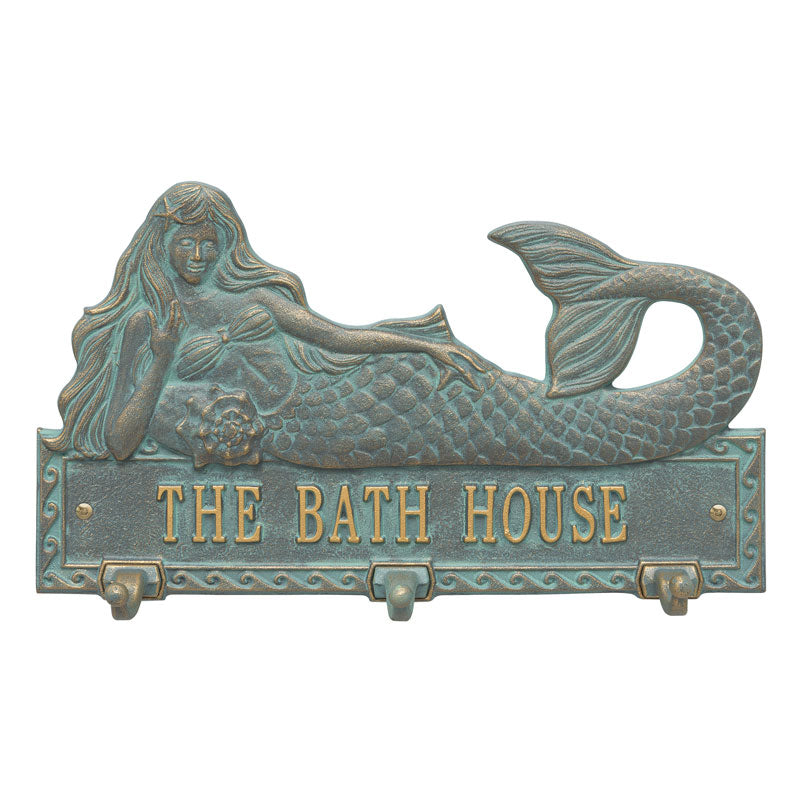Personalized Mermaid Hook Plaque - Bronze Verdigris