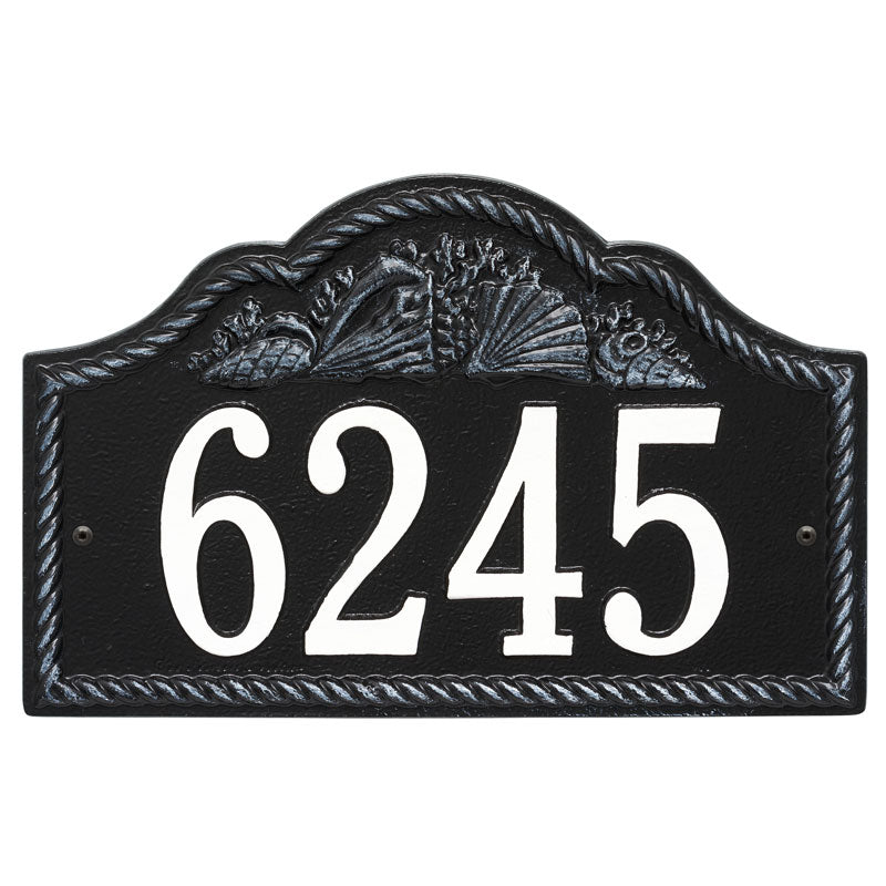 Personalized Rope Shell Arch Plaque Wall - Black/White