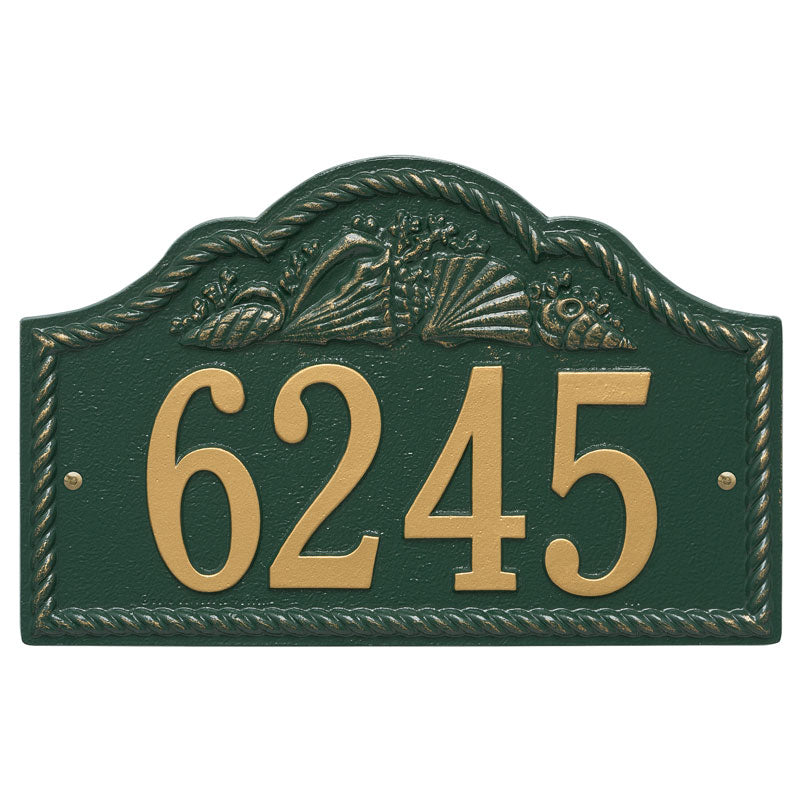 Personalized Rope Shell Arch Plaque Wall - Green/Gold