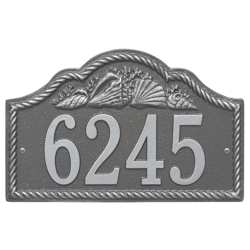 Personalized Rope Shell Arch Plaque Wall - Pewter/Silver