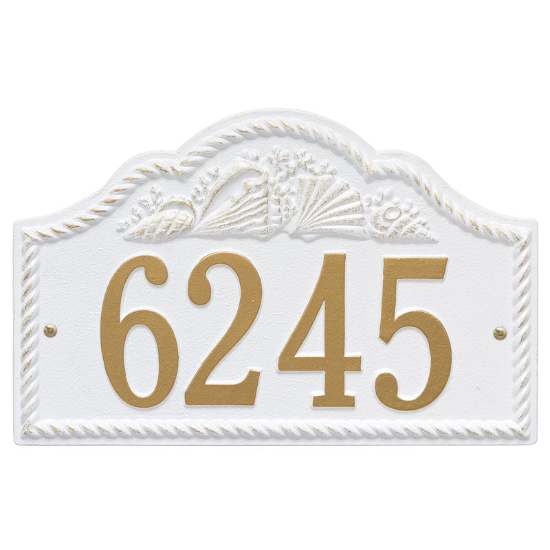 Personalized Rope Shell Arch Plaque Wall - White/Gold