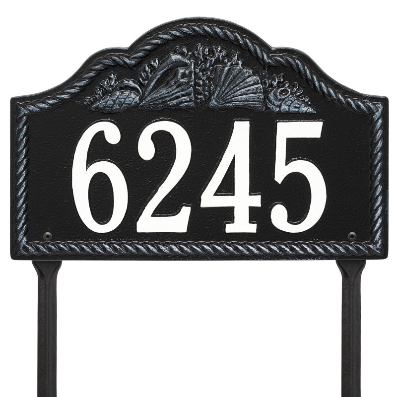 Personalized Rope Shell Arch Plaque Lawn - Black/White