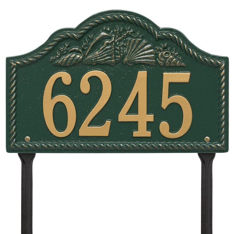 Personalized Rope Shell Arch Plaque Lawn - Green/Gold