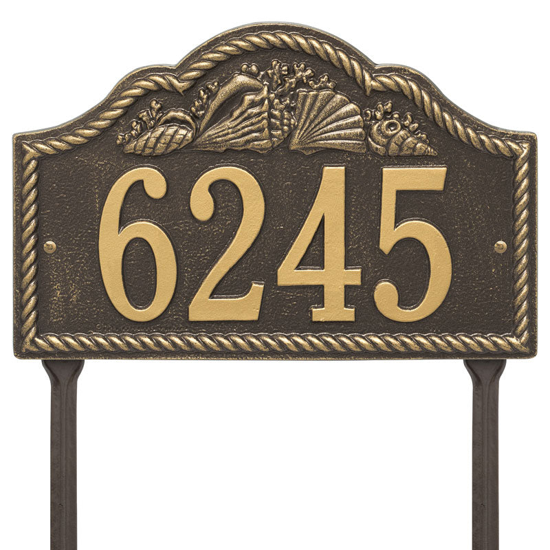 Personalized Rope Shell Arch Plaque Lawn - Bronze/Gold
