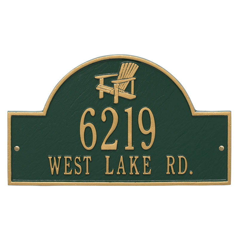 Personalized Adirondack Arch Plaque - Green/Gold