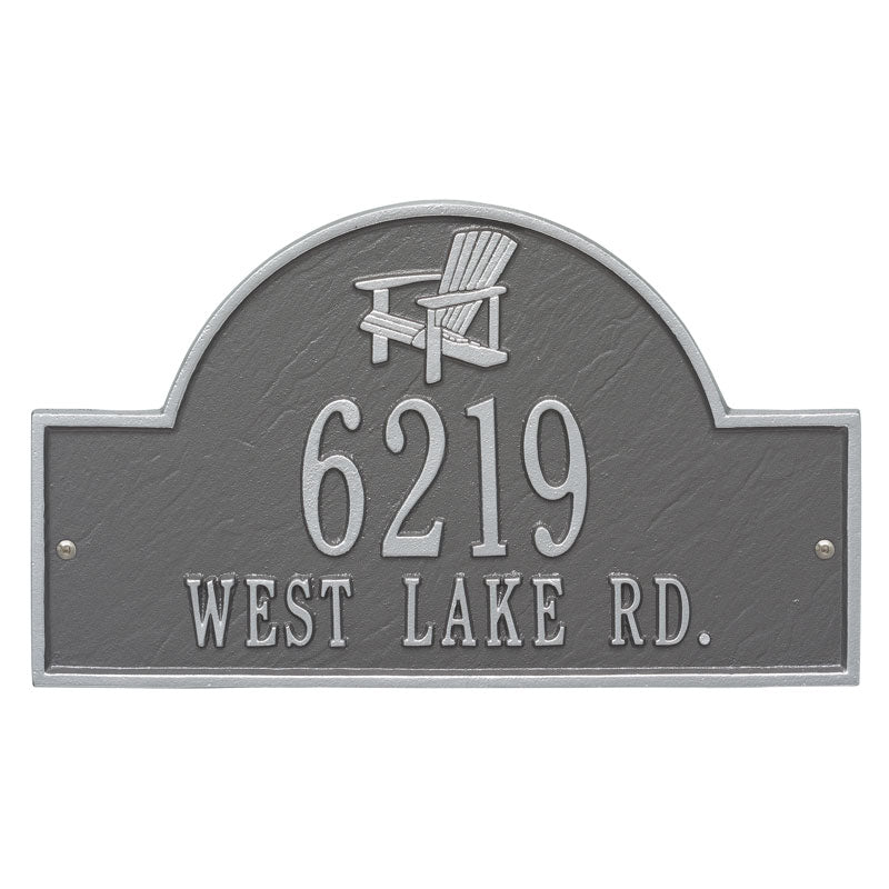 Personalized Adirondack Arch Plaque - Pewter/Silver