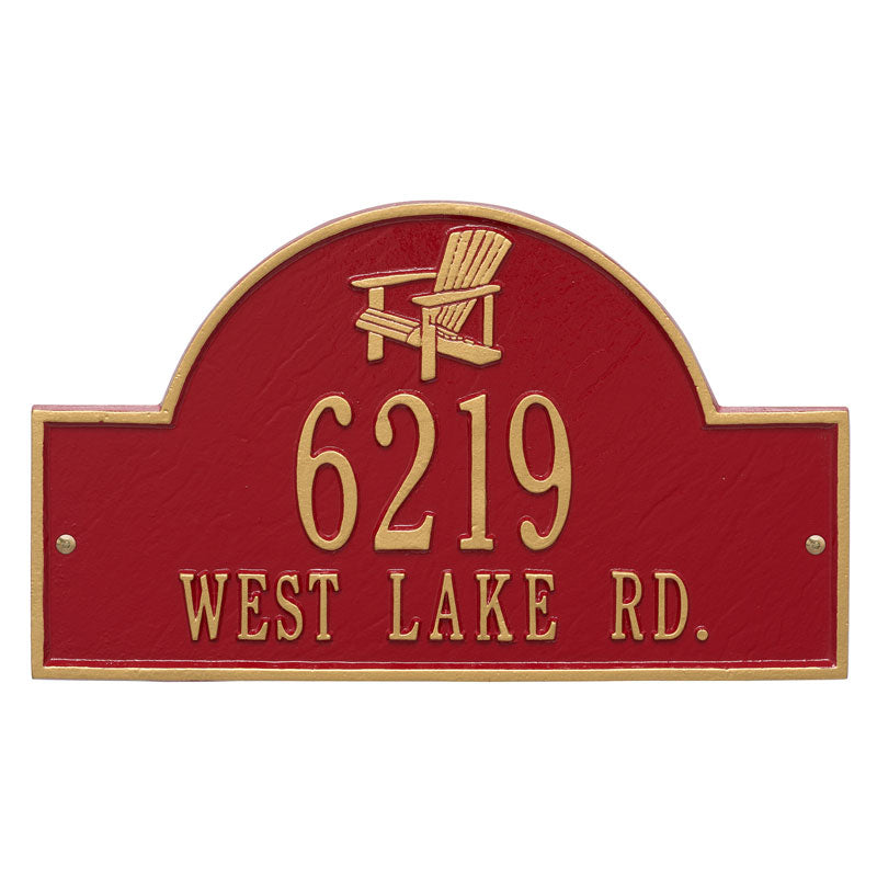 Personalized Adirondack Arch Plaque - Red/Gold