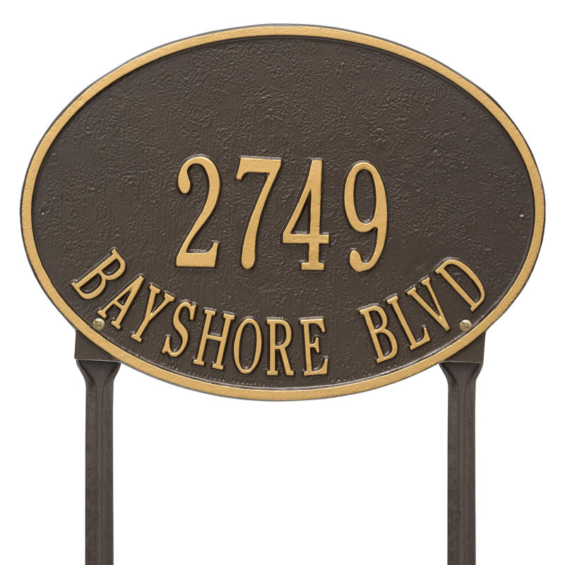 Hawthorne Oval - Standard Lawn - Two Line - Bronze/Gold