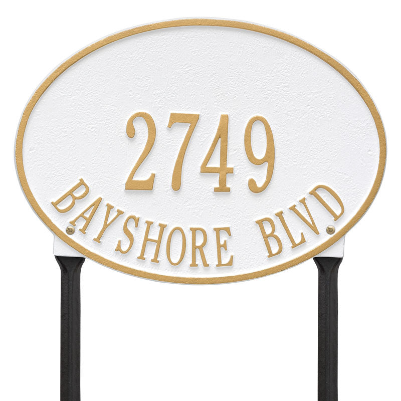 Hawthorne Oval - Standard Lawn - Two Line - White/Gold
