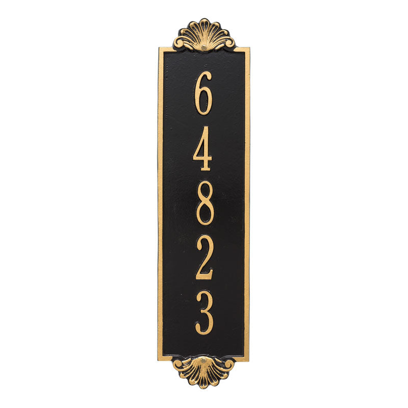 Personalized Shell Vertical Estate Wall Plaque - Black/Gold