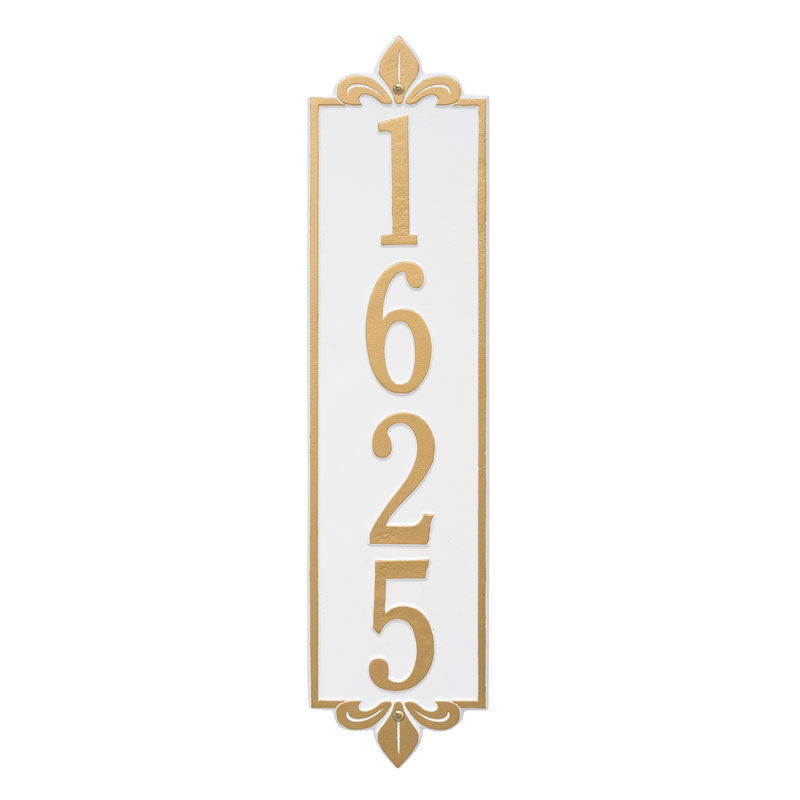Personalized Lyon Vertical Estate Wall Plaque - White/Gold