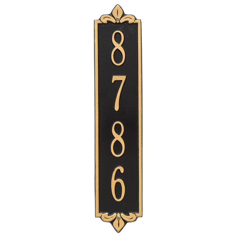 Personalized Lyon Vertical Wall Plaque - Black/Gold