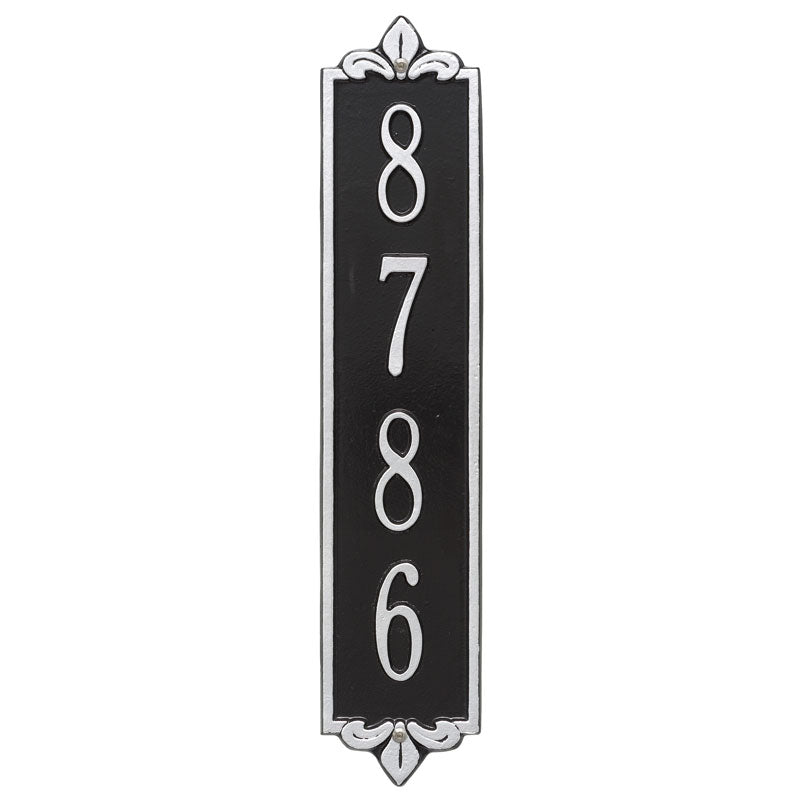Personalized Lyon Vertical Wall Plaque - Black/Silver