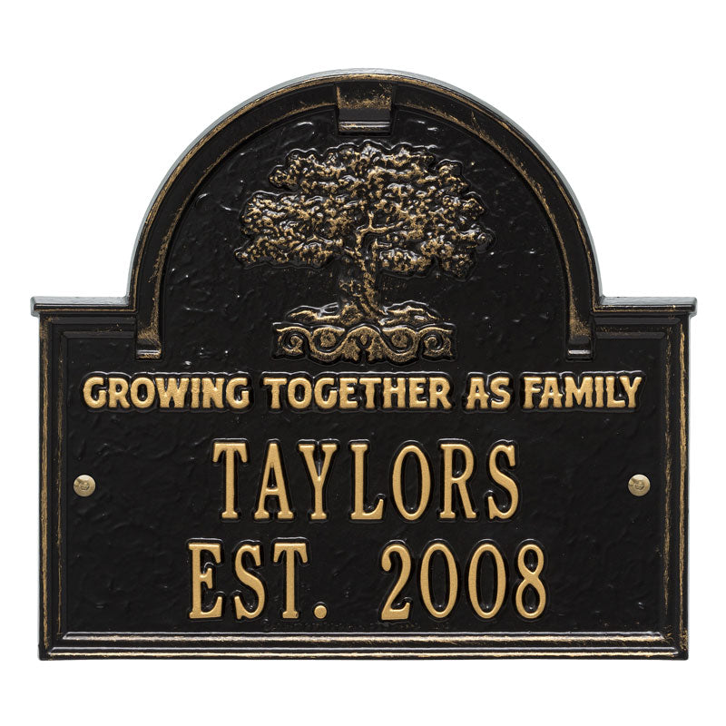 Family Tree Anniversary Wedding Personalized Plaque - Black/Gold