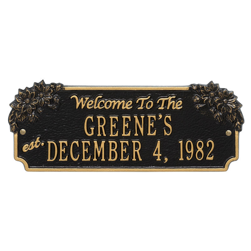 Daisy Welcome Anniversary Personalized Plaque - Black/Gold