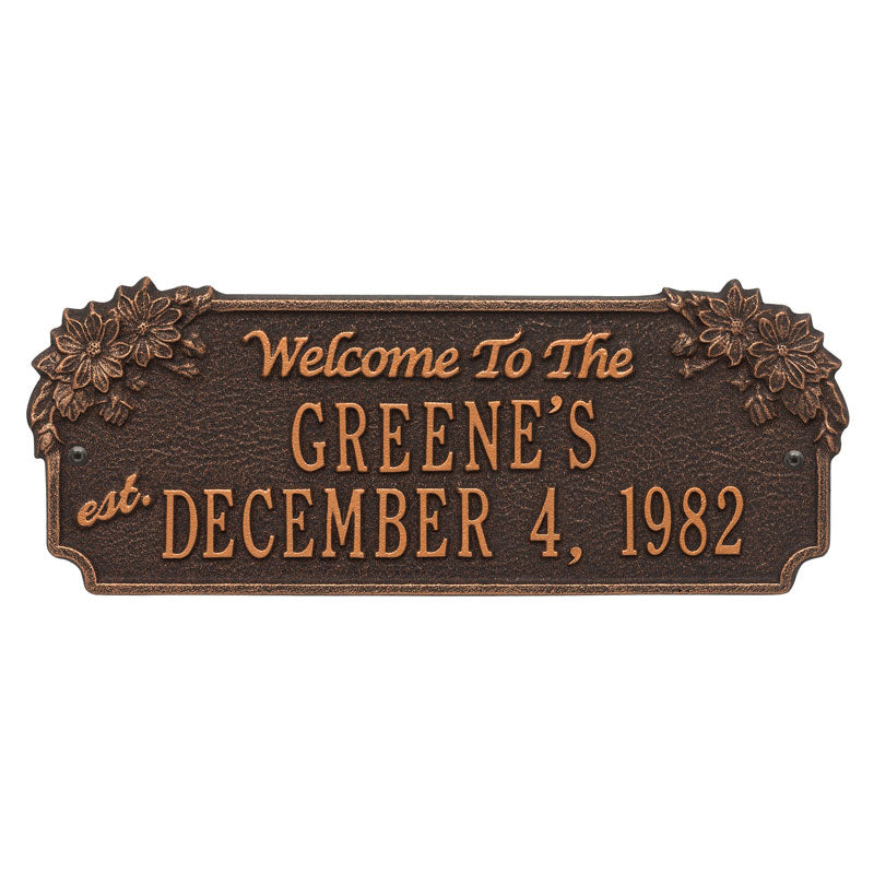 Daisy Welcome Anniversary Personalized Plaque - Oil Rubbed Bronze