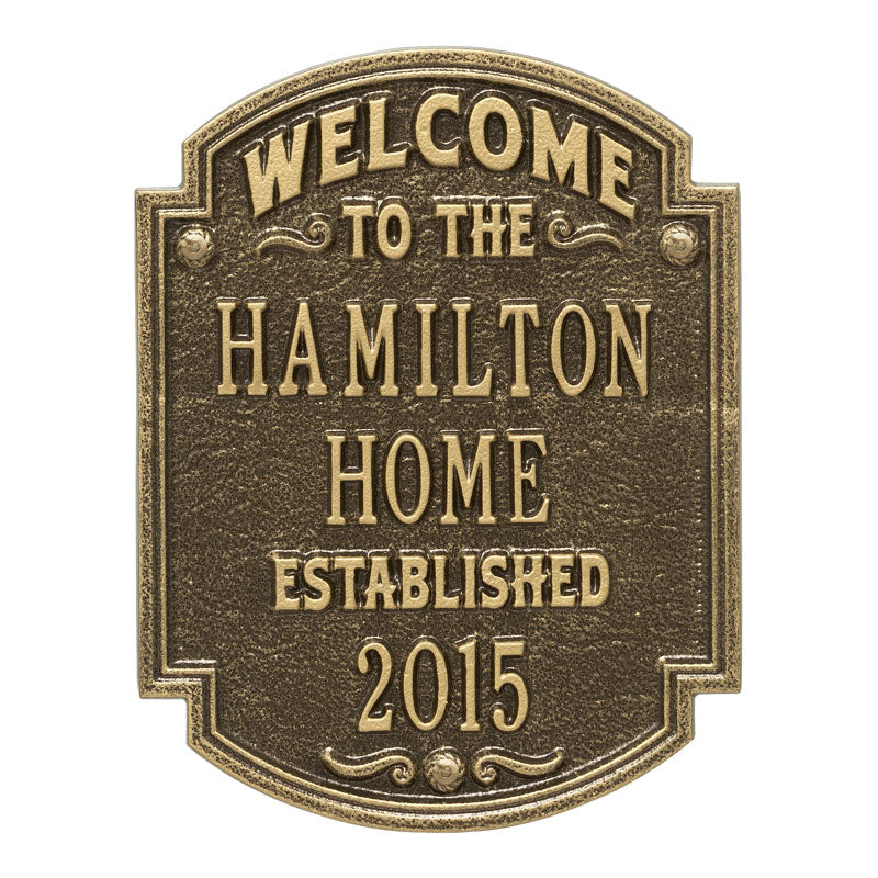 Heritage Welcome Anniversary Personalized Plaque - Antique Brass