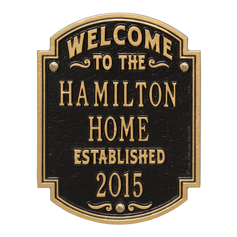 Heritage Welcome Anniversary Personalized Plaque - Black/Gold