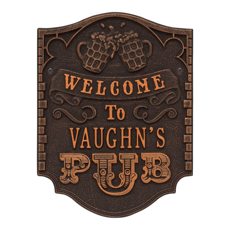 Pub Welcome Plaque, Standard Wall 1-line - Oil Rubbed Bronze
