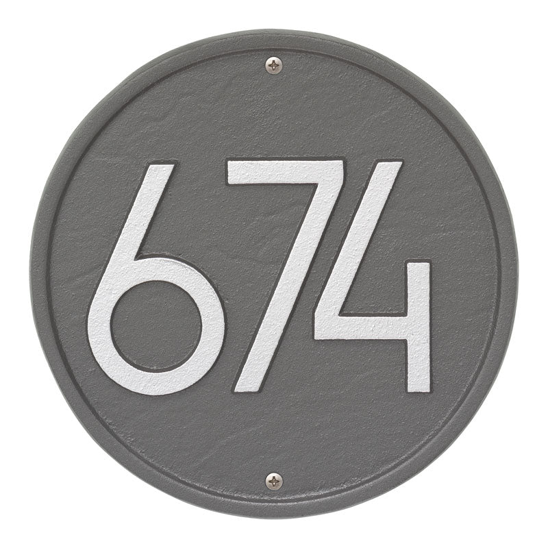 Round Modern Personalized Wall Plaque - Pewter/Silver