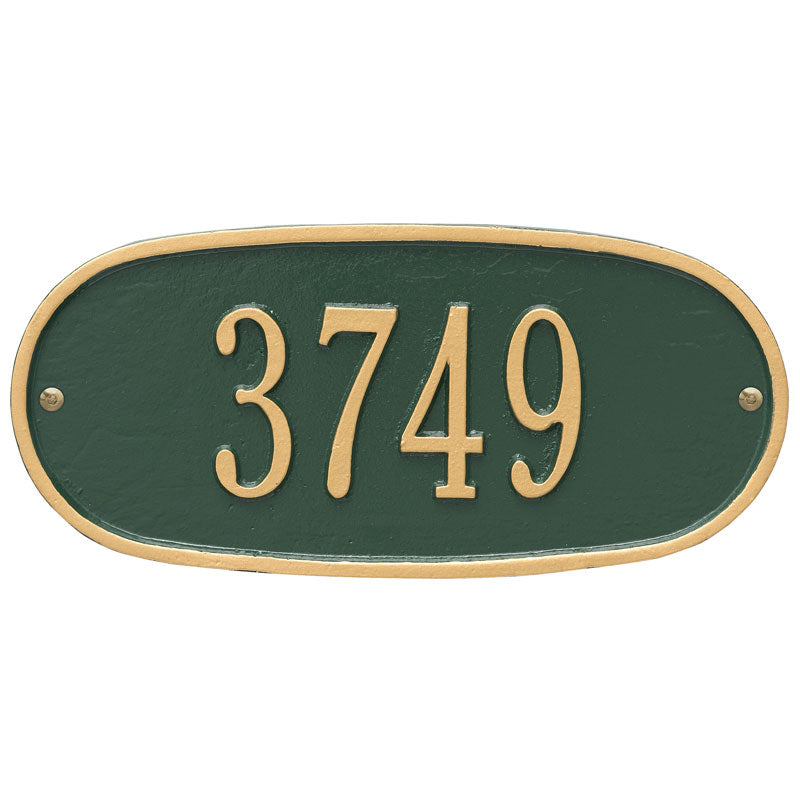 Oval Plaque - Std Wall - One Line - Green/Gold