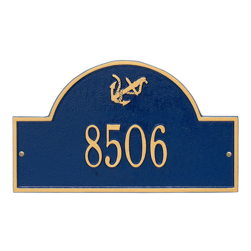 Personalized Anchor Arch Plaque - Blue/Gold