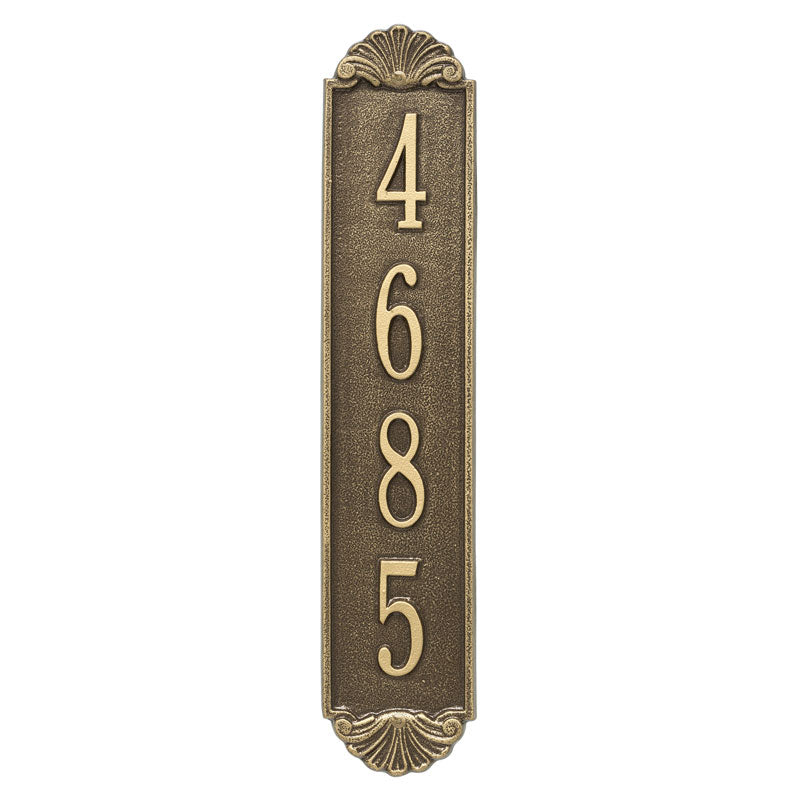 Personalized Shell Vertical Wall Plaque - Antique Brass