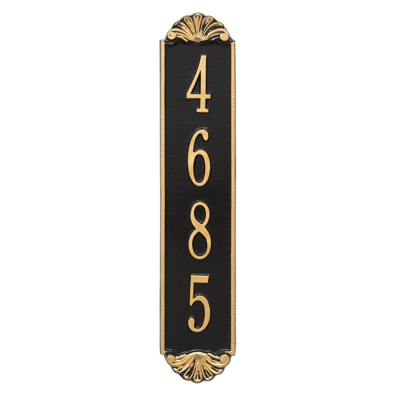 Personalized Shell Vertical Wall Plaque - Black/Gold