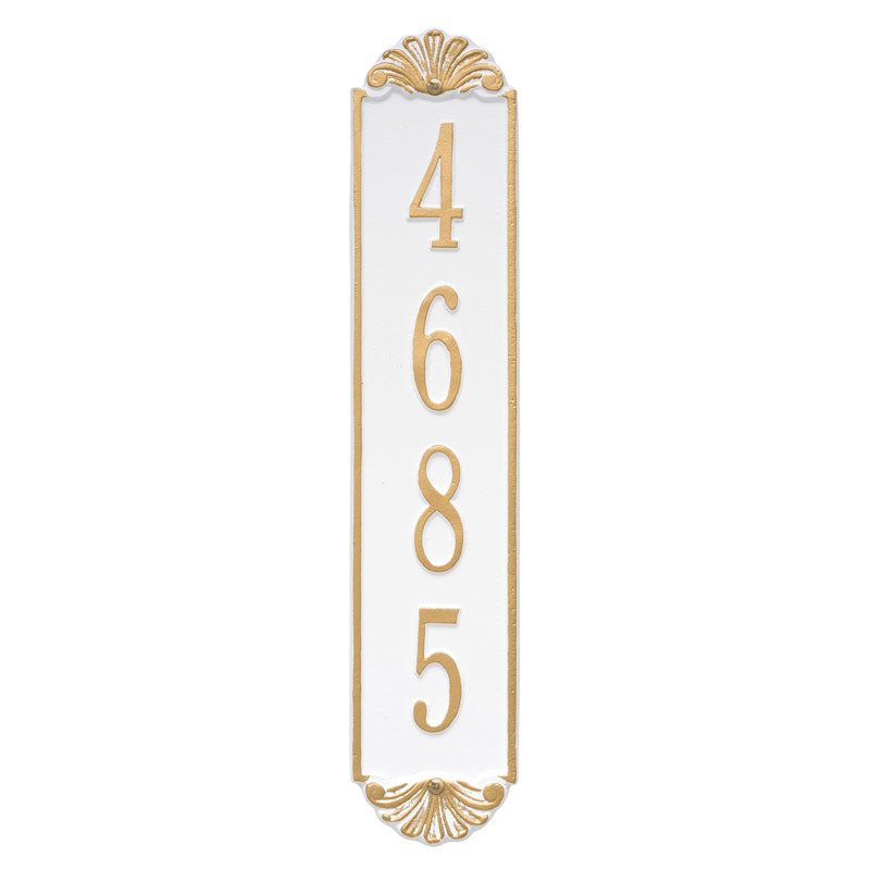 Personalized Shell Vertical Wall Plaque - White/Gold