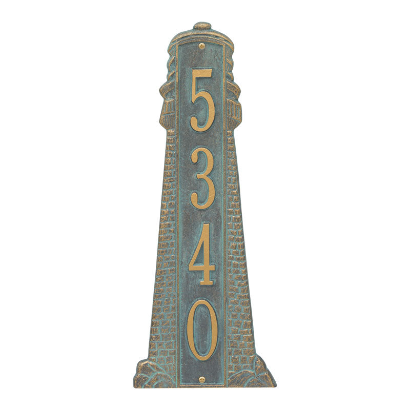 Personalized Lighthouse Vertical - Grande Plaque - Bronze Verdigris