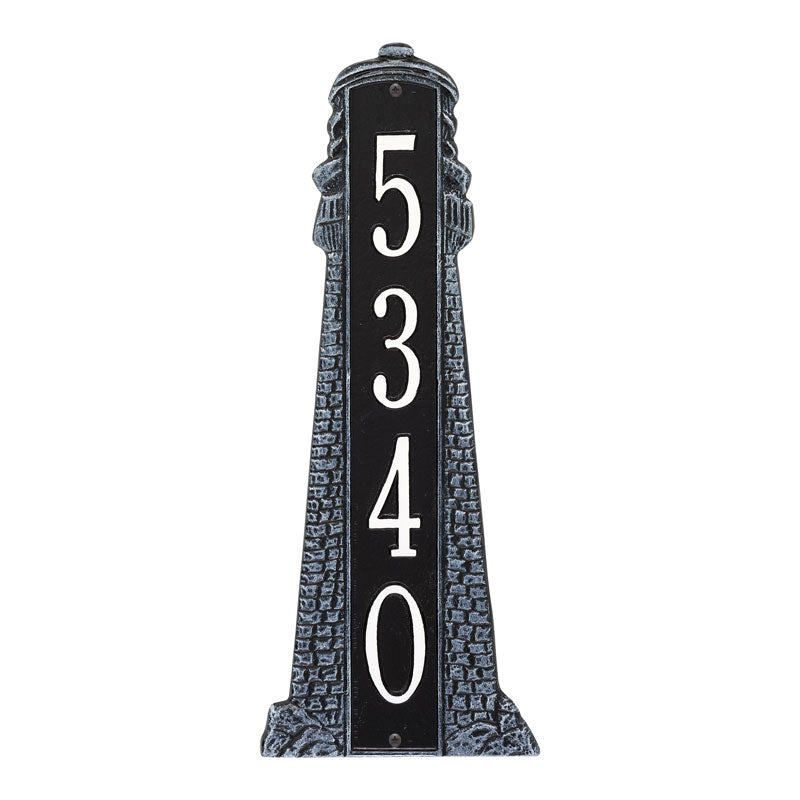 Personalized Lighthouse Vertical - Grande Plaque - Black/White