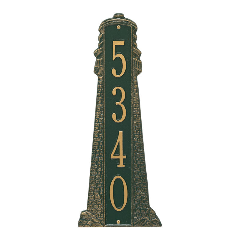 Personalized Lighthouse Vertical - Grande Plaque - Green/Gold