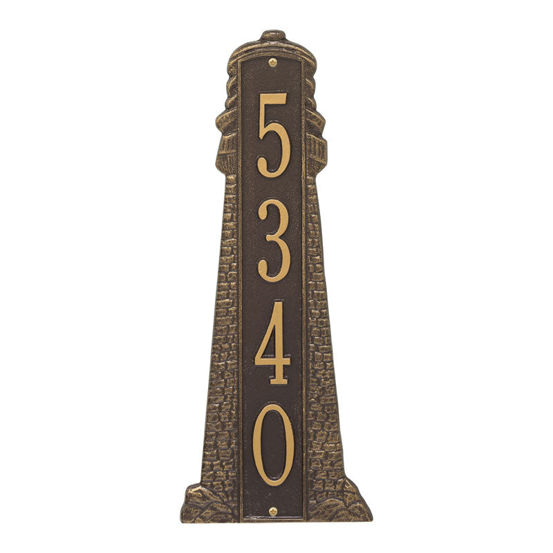 Personalized Lighthouse Vertical - Grande Plaque - Bronze/Gold