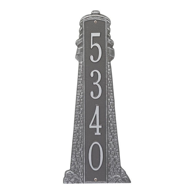 Personalized Lighthouse Vertical - Grande Plaque - Pewter/Silver